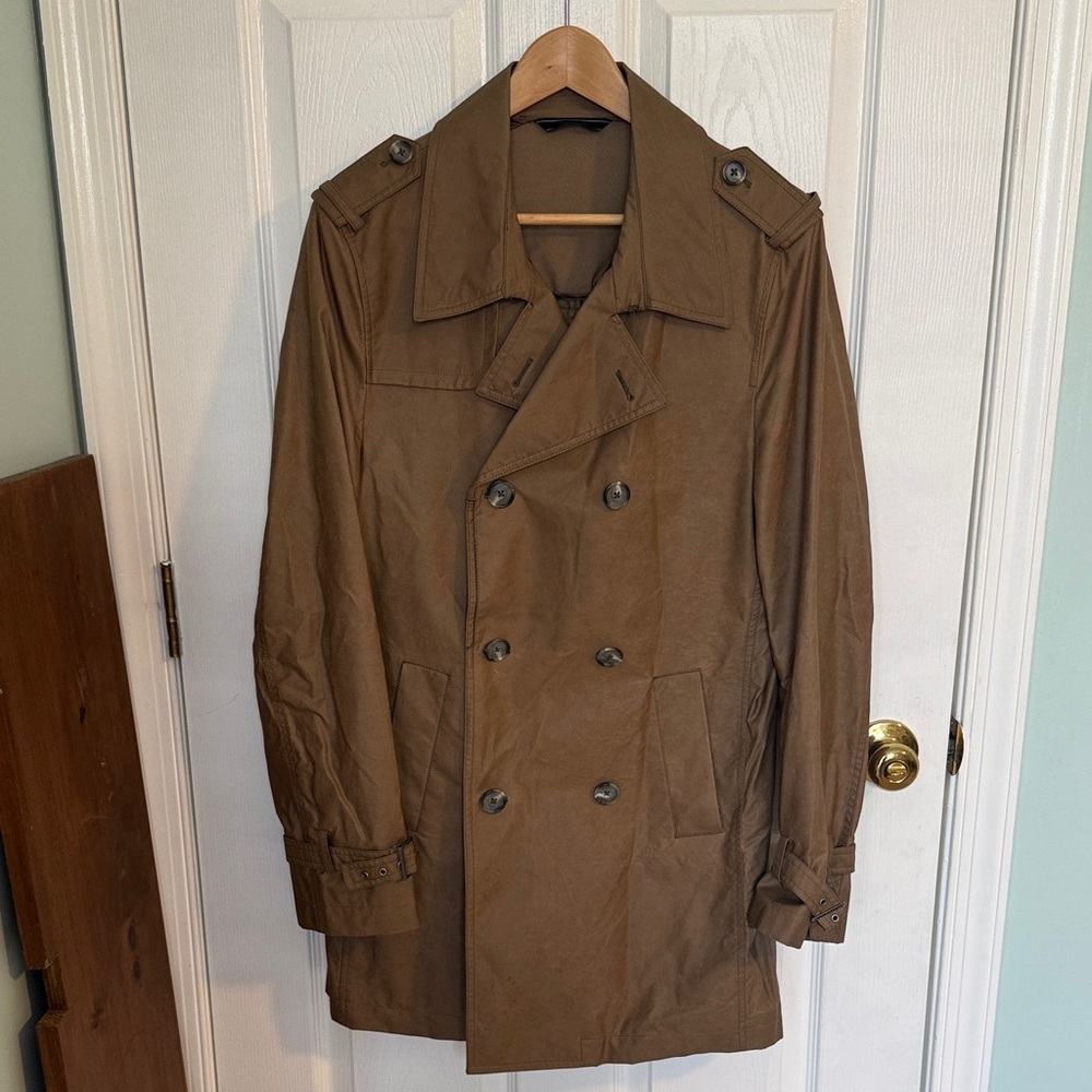 Barneys New York Men's Brown Double-Breasted Trench Coat